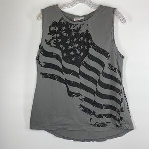 Better Bodies Gray Patriotic Flat Sleeveless Shirt Size Large